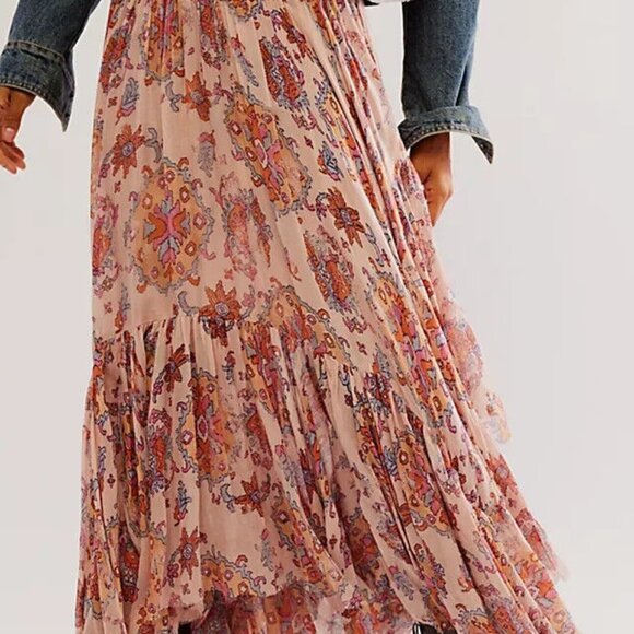 Free People Fp One Clover Printed Skirt Asymmetrical Mid Rise New S